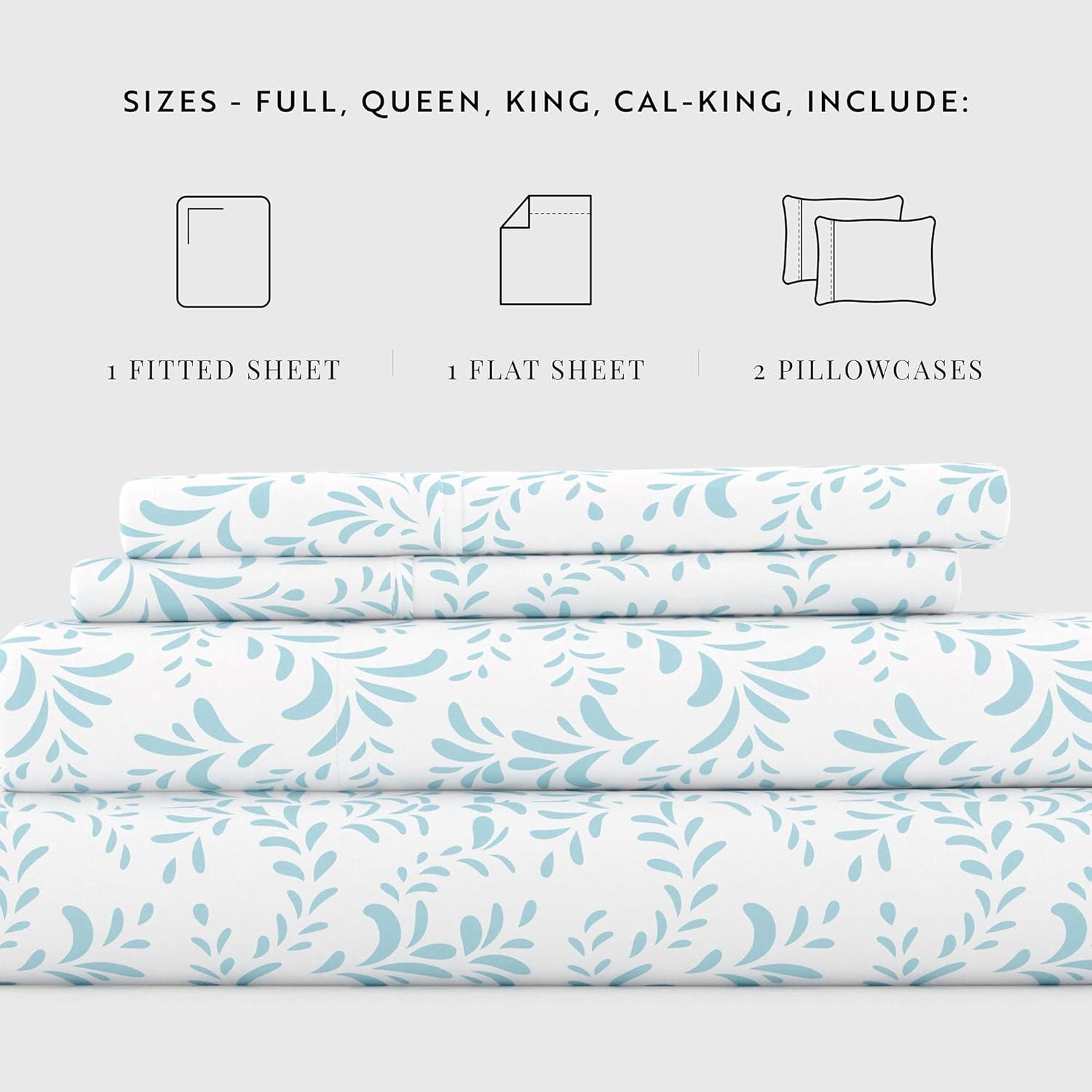 King Blue Cotton Microfiber Deep Pocket Sheet Set