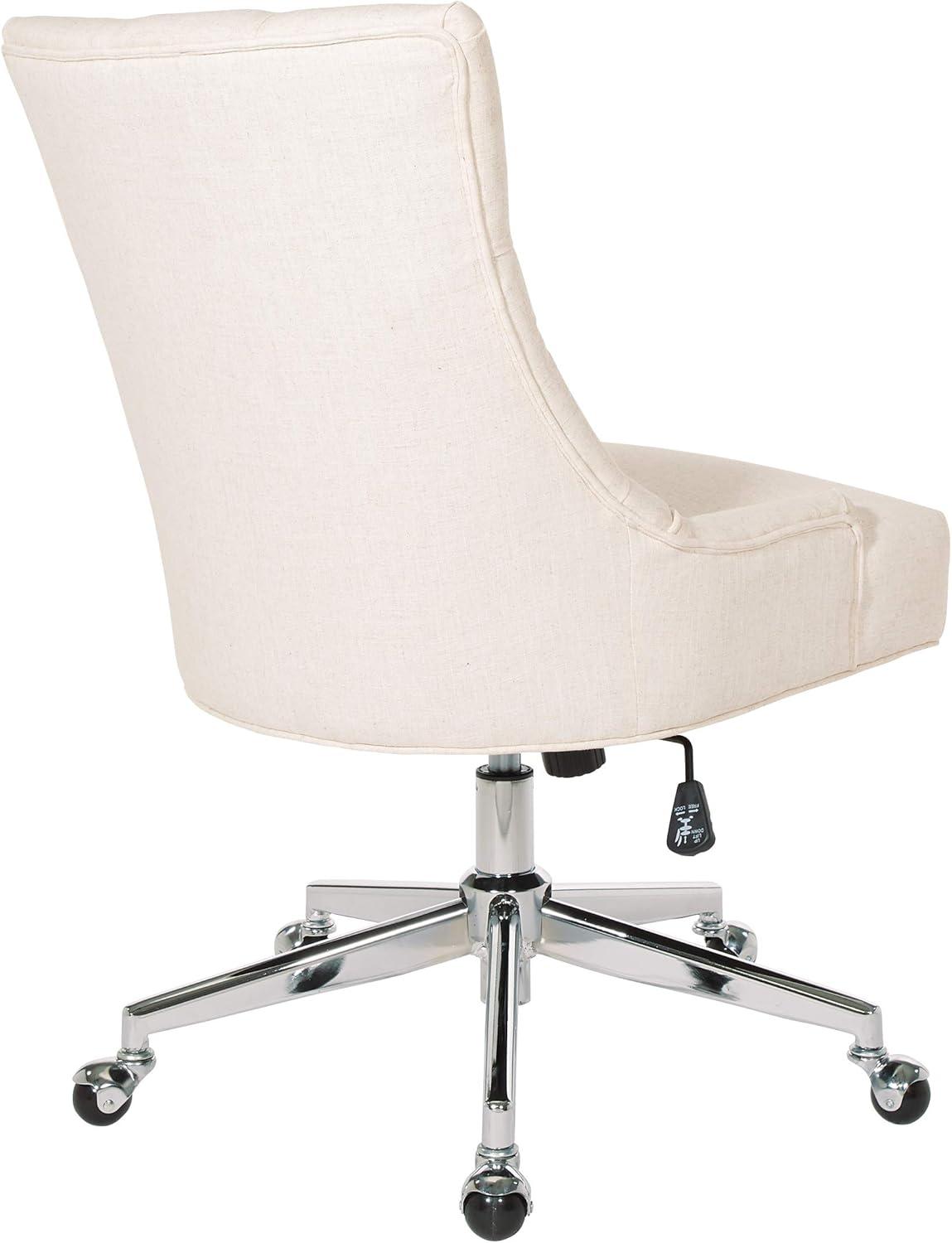 Amelia Office Chair Linen - OSP Home Furnishings: Swivel, Tufted, Adjustable Height, Metal Frame, No Arms