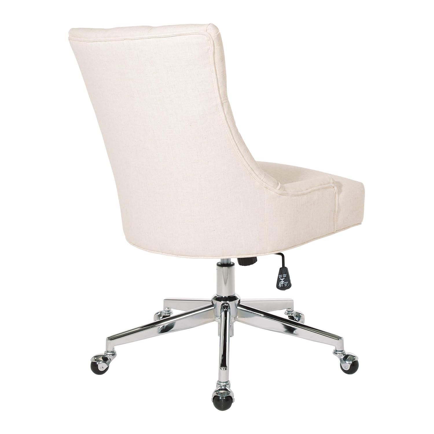 Amelia Office Chair Linen - OSP Home Furnishings: Swivel, Tufted, Adjustable Height, Metal Frame, No Arms