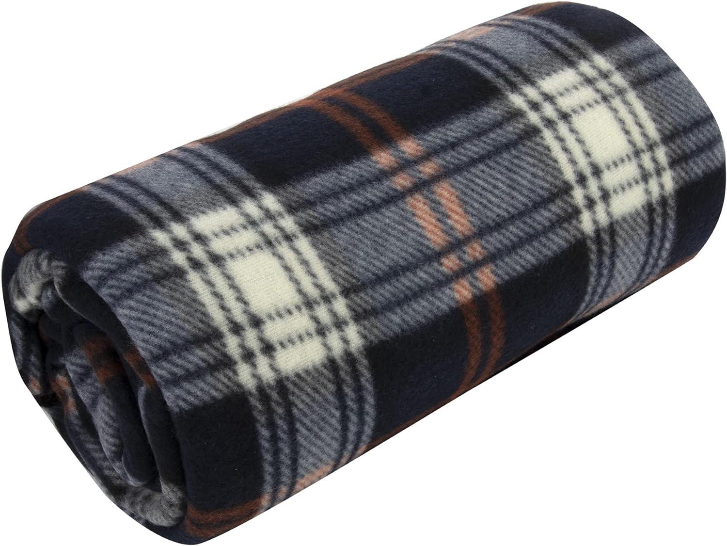 Single Plaid Color 60”L x 50”W Fleece Throw Blanket for Fall, Winter, Spring, Summer, Men, Women, Children & Pets in Black Plaid