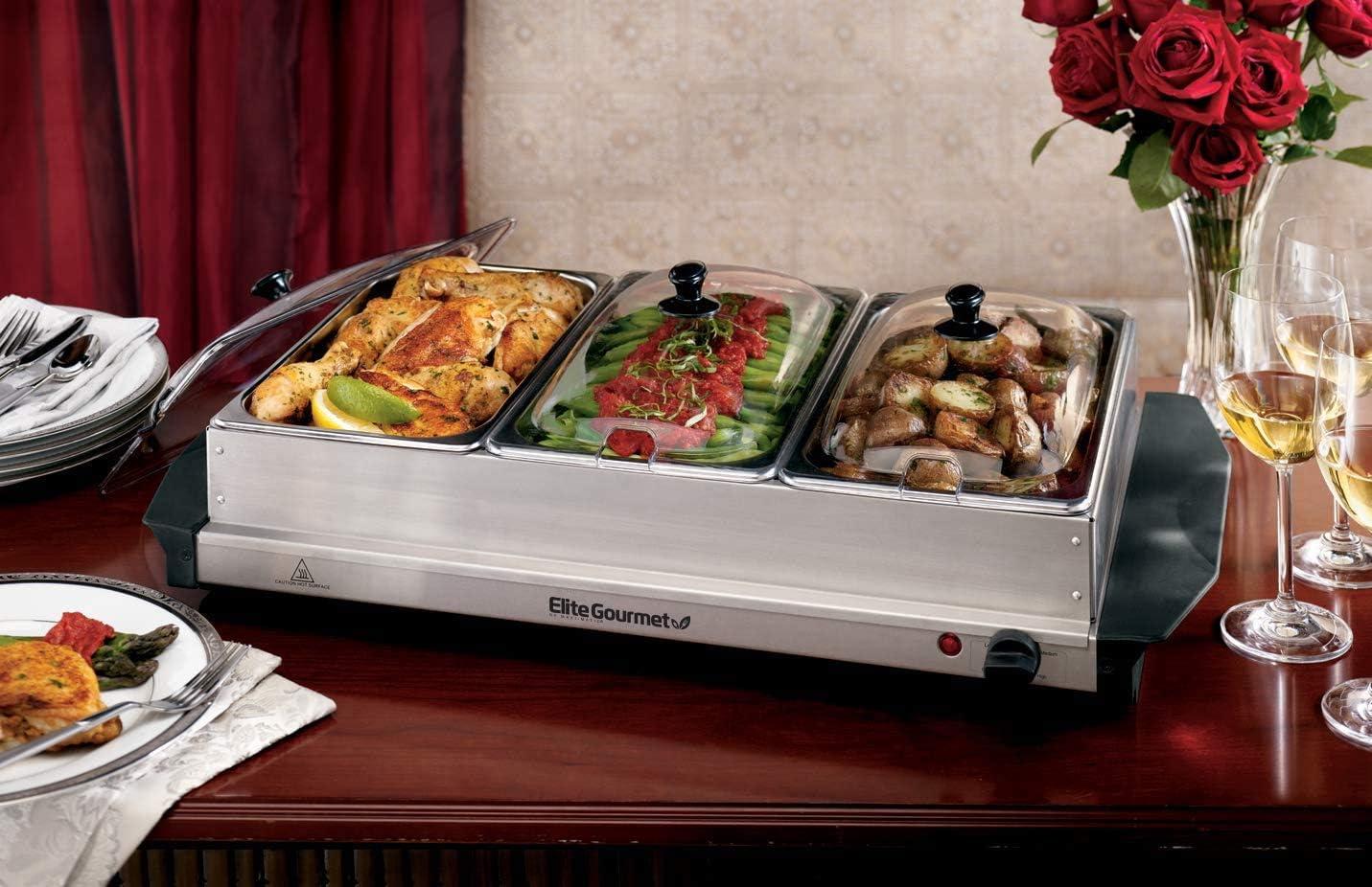 Elite Platinum 3 x 2.5 Qt. Stainless Steel Electric Buffet Server