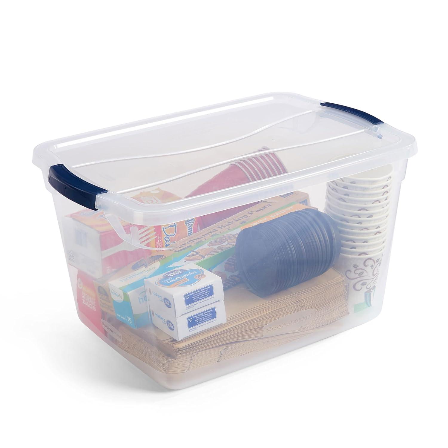 Clear 30 Qt Stackable Plastic Storage Totes with Lids, 6 Pack
