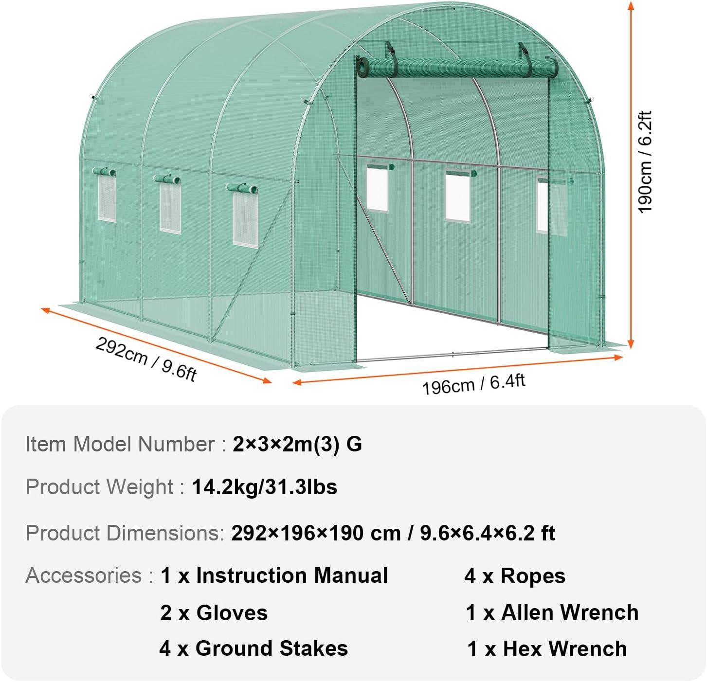 VEVOR Walk-in Tunnel Greenhouse Galvanized Frame PE Cover