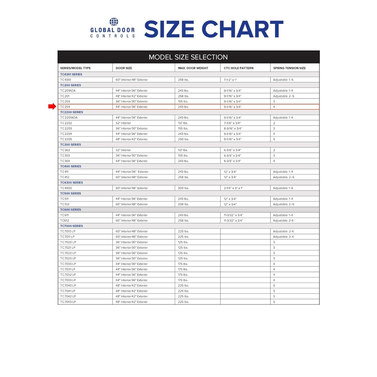 Global Door Controls TC200 Series ADA Closer with Back-Check Size 4 in Aluminum
