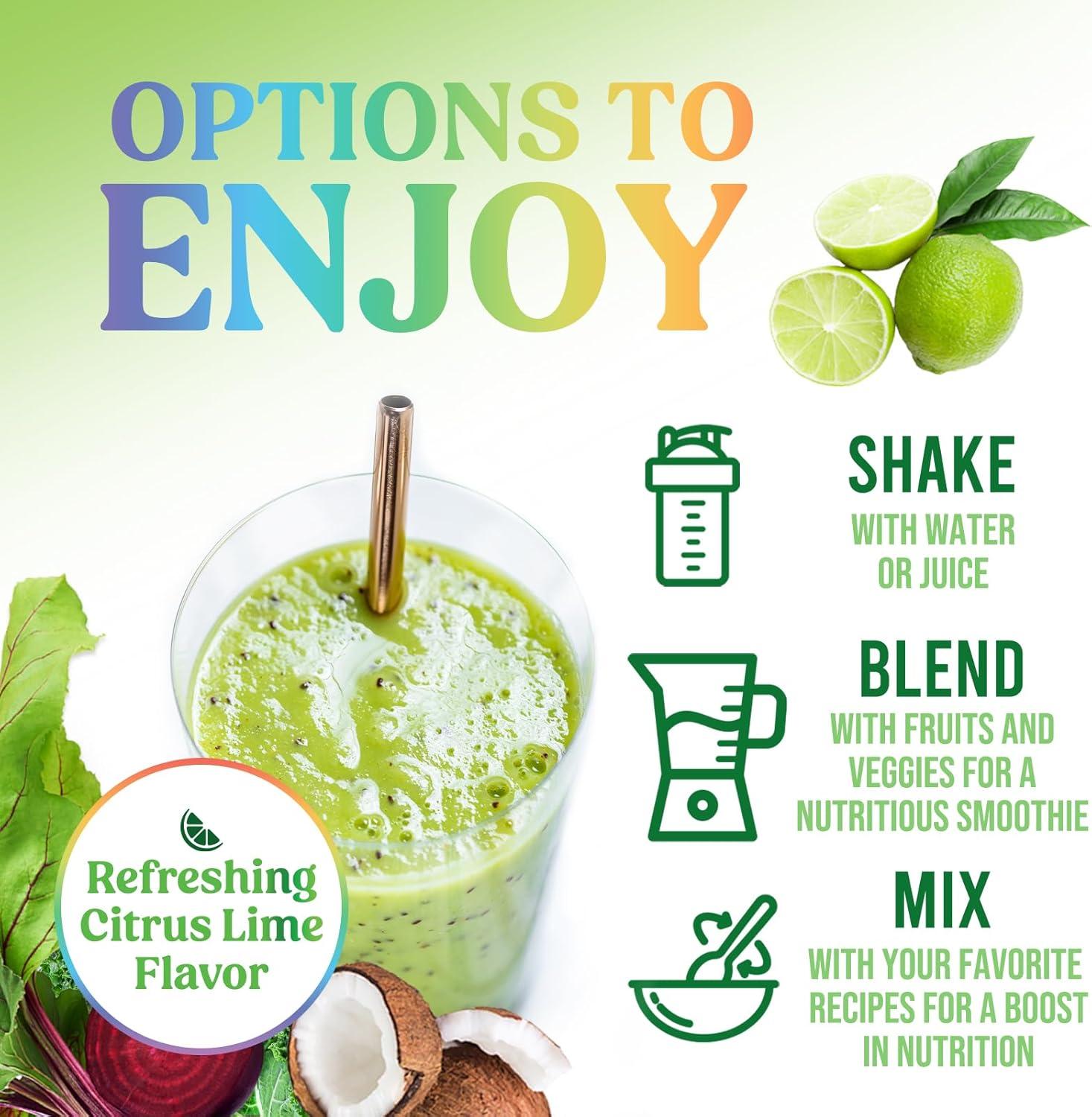 Greens Superfood Powder - Original Organic Super Greens Juice Powder - Packed with Probiotics, Wheat Grass, Enzymes, Spirulina, Chlorella for Digestive & Gut Health, Smoothie Drink Mix - 28 Servings