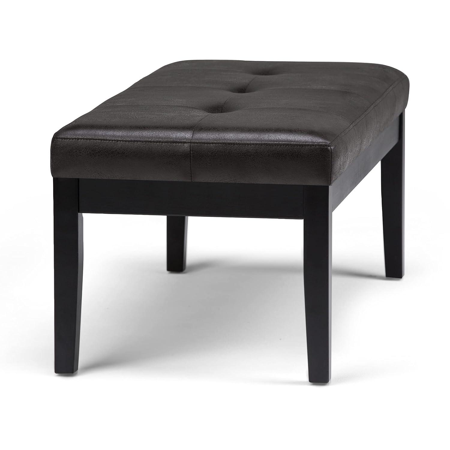 Simpli Home Lacey 41"W Tufted Ottoman Bench with Solid Wood Frame