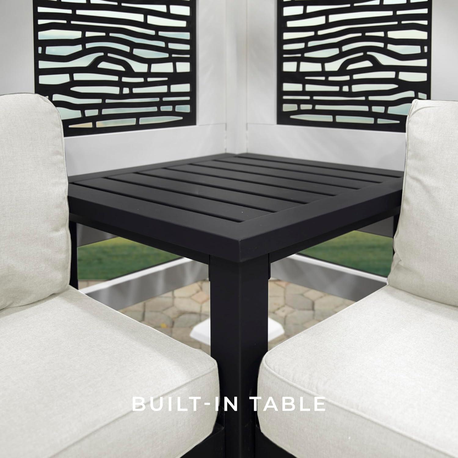 Backyard Discovery Backyard Discovery Ridgedale 12' x 8' Modern Galvanized Steel Cabana Corner Pergola with Shade Sail Canopy and Conversation Seating