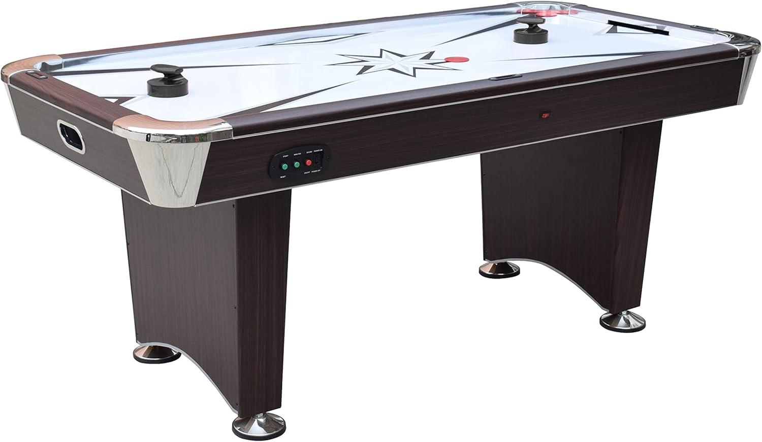 Hathaway Midtown II 6 Ft Air Hockey Table for Family Game Room - With LED Scoring, High-Powered Blower, Pedestal Legs, Strikers & Pucks - Dark Cherry Finish