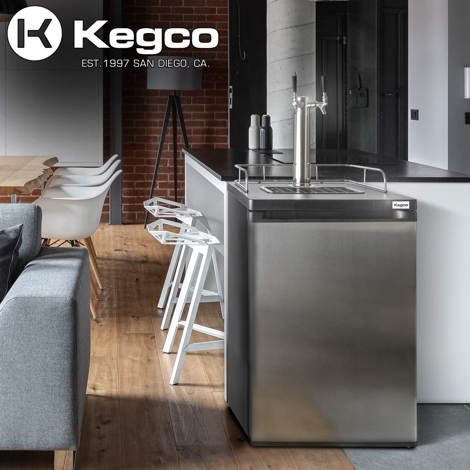 Kegco Kegco 5.6 Cubic Feet Dual Tap Freestanding Kegerator with Adjustable Temperature