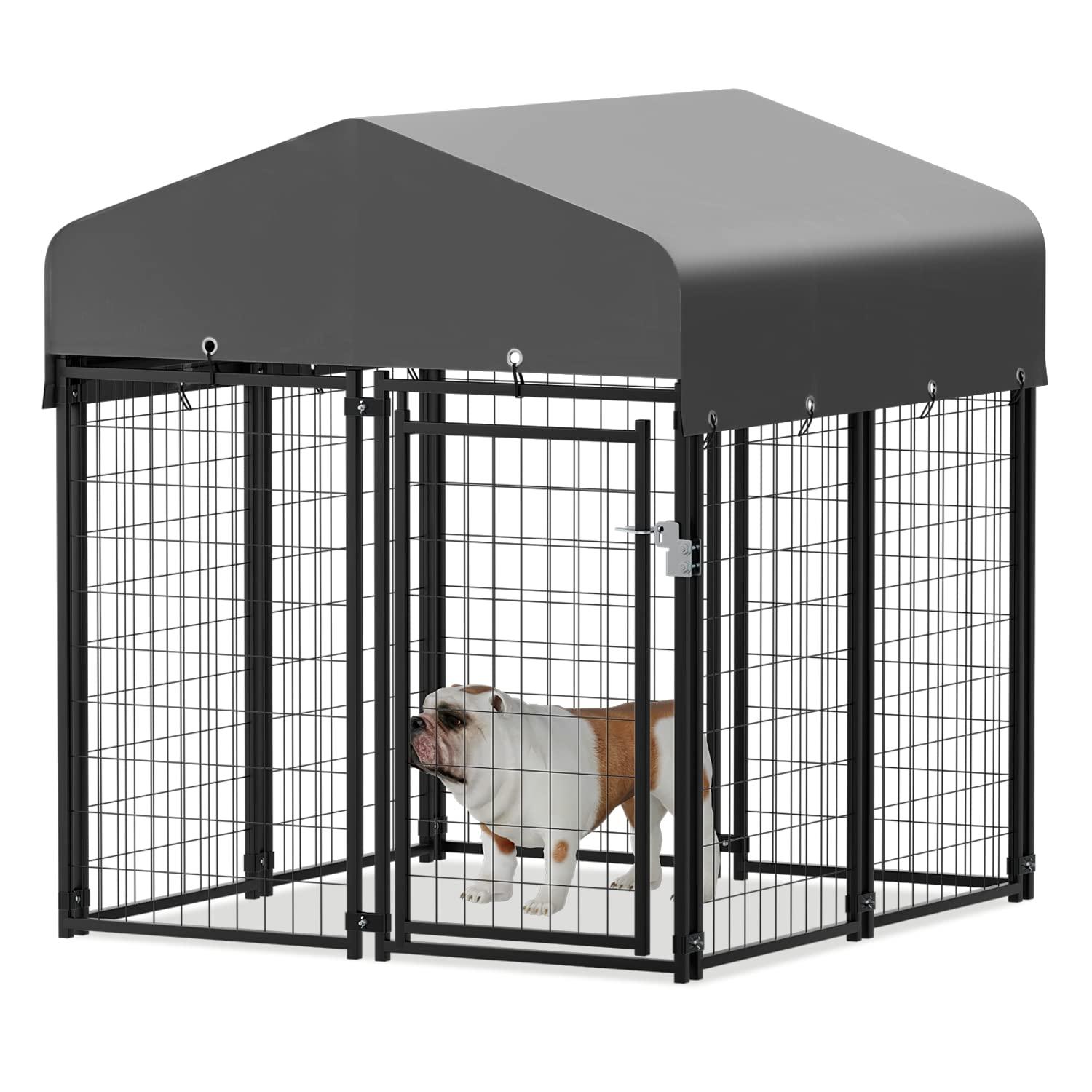 MoNiBloom 4ft x 4.25ft x 4.5ft Outdoor Dog Kennel with UV Protection Waterproof Cover, Dog Playpen Enclosure