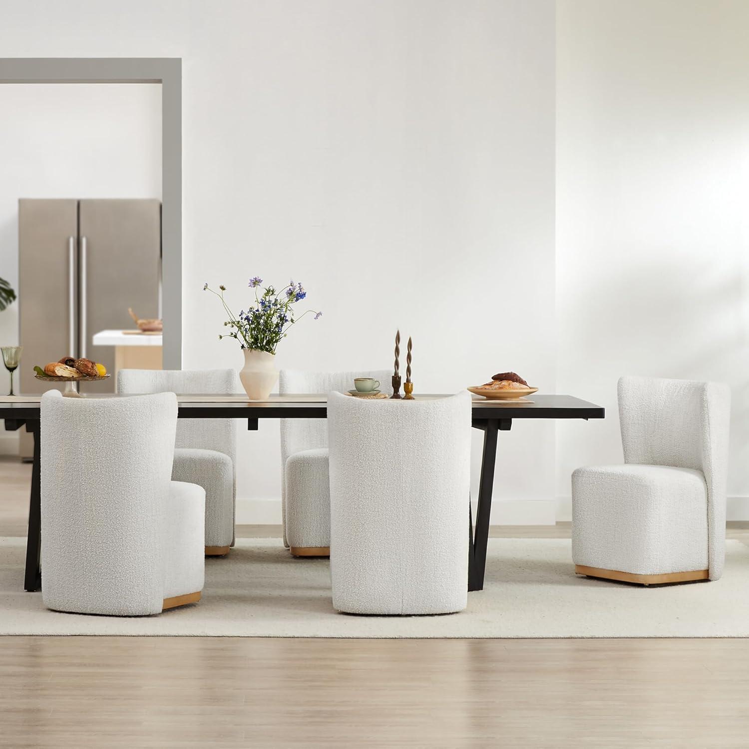 Geelt Upholstered Dining Chairs with Casters