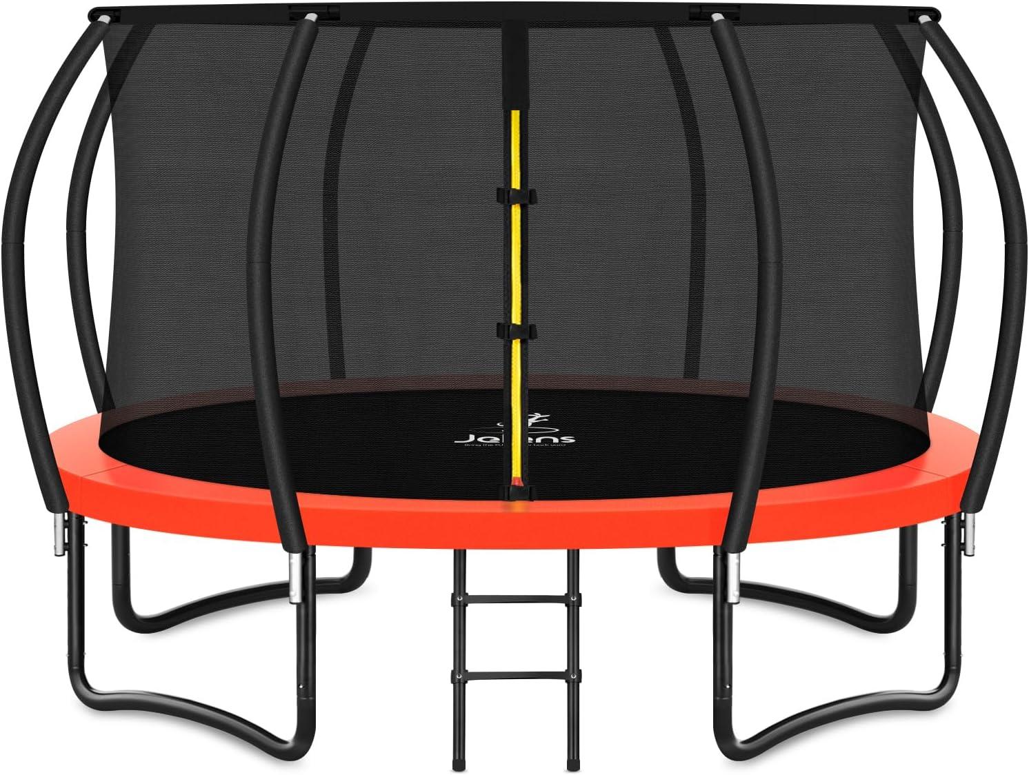 12FT Red Round Trampoline with Enclosure and Ladder