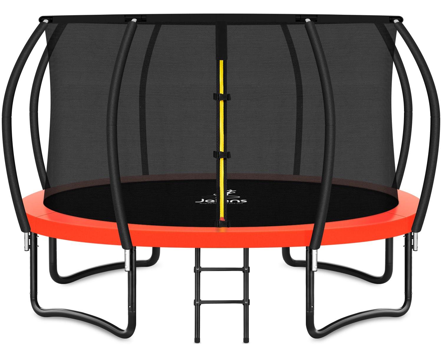 JUMPZYLLA Trampoline Outdoor 8FT 10FT 12FT 14FT 15FT 16FT with Enclosure and Ladder, ASTM Approved Recreational Trampoline for Kids and Adults, Anti-Rust Coated Frame