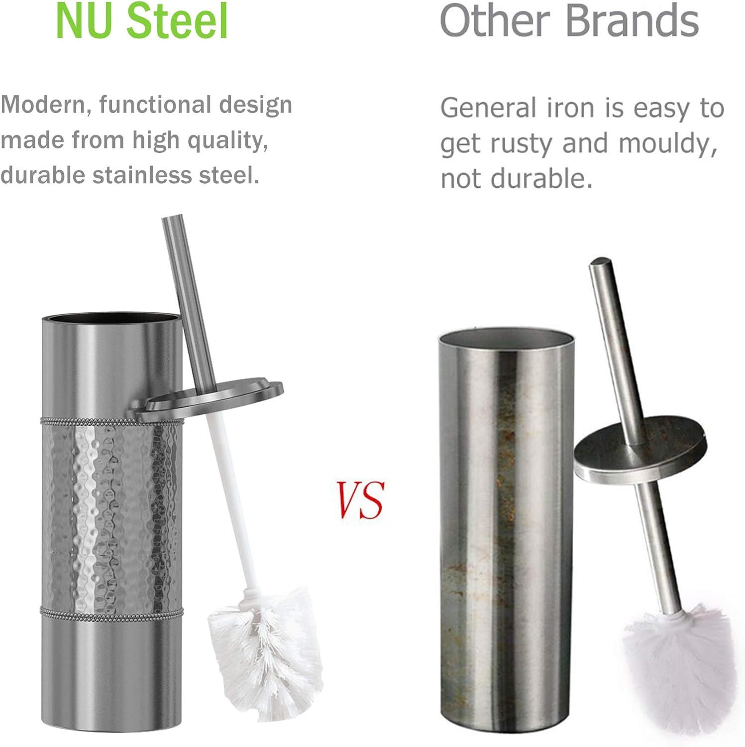 Slim Compact Stainless Steel Toilet Brush Holder Two-Tone - Nu Steel