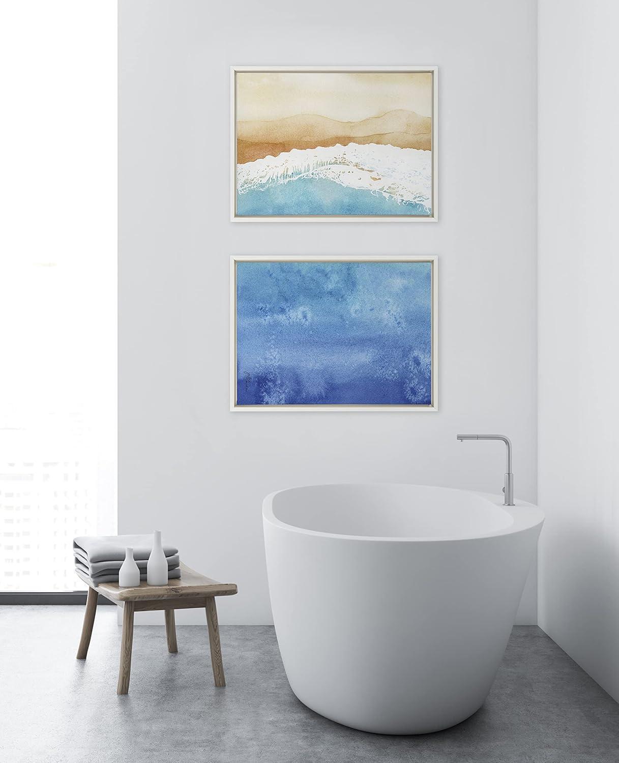 Kate and Laurel Sylvie Ocean Wake 1 and 2 Framed Canvas by Julie Maida, 2 Piece 18x24, White