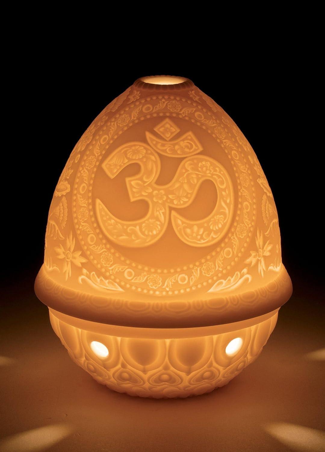 Serene Om 4.75" Ceramic Lithophane Votive Light