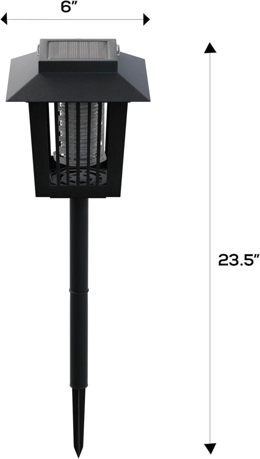 Black Solar Powered UV Mosquito and Bug Zapper Light