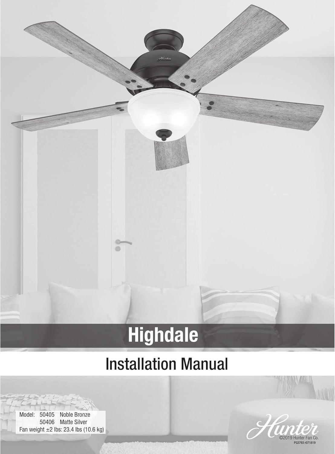 52" Highdale 5 - Blade Standard Ceiling Fan with Remote Control and Light Kit Included