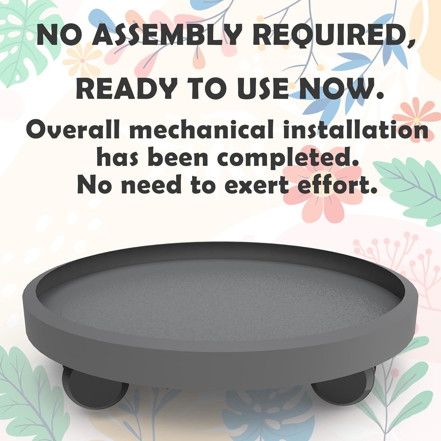 2 Pack of 14 Inch Heavy Duty Plant Caddy with Wheels,Rolling Plant Stand Pot Trolley,Wheeled Planter Saucer Tray,Potted Flower Mover Dolly with Casters Round Coaster for Indoor Outdoor