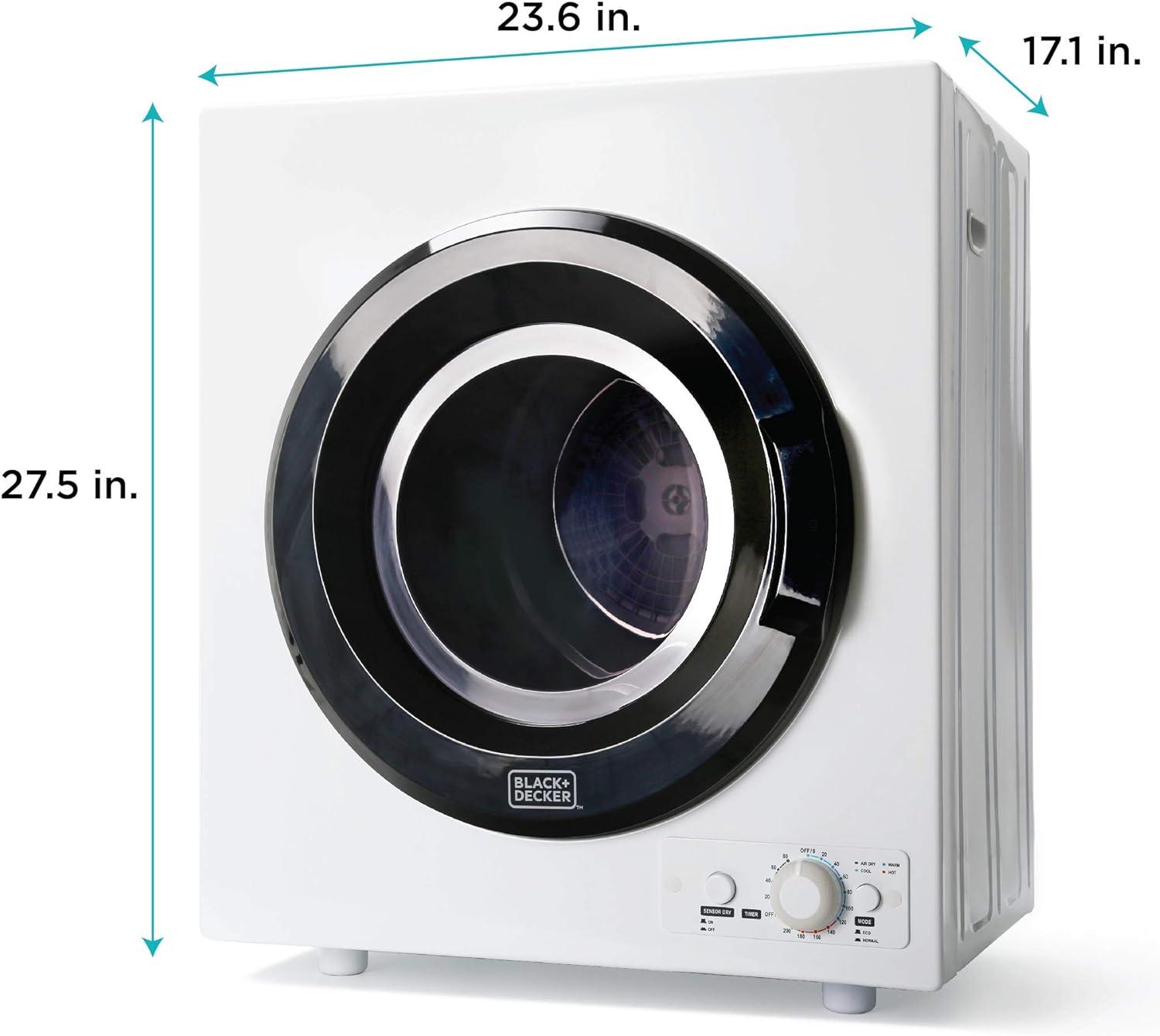 BLACK+DECKER BCDPW Series BLACK+DECKER BCED26 Compact Dryer for Standard Wall Outlet, Small, 5 Modes, Load Volume 8.8 lbs