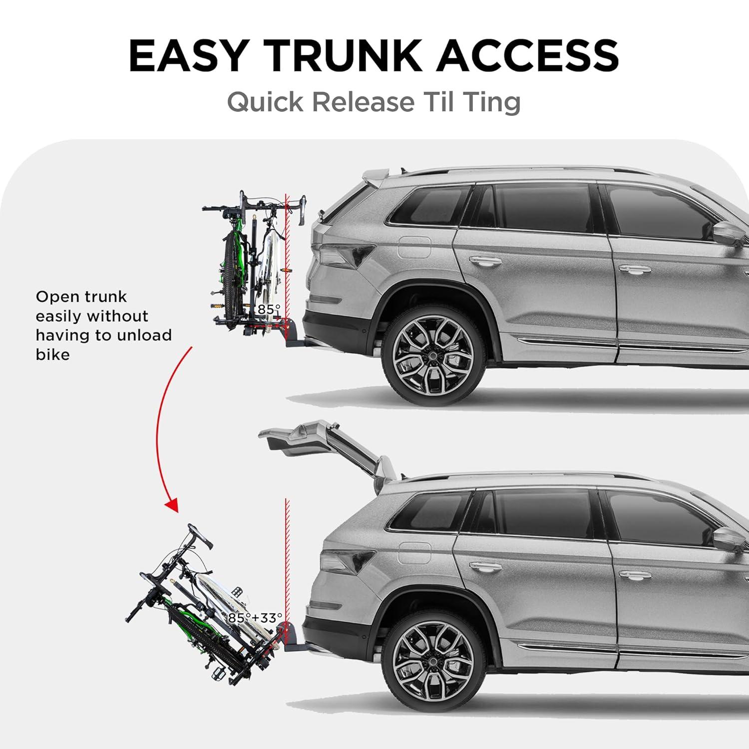 Young Electric Bike Rack 200lb Capacity Alloy Steel Hitch Mount Style for Cars Trucks SUVs RV, fits Bikes with up to 5-inch Fat Tire Carrier Rack, with 2'' Receiver