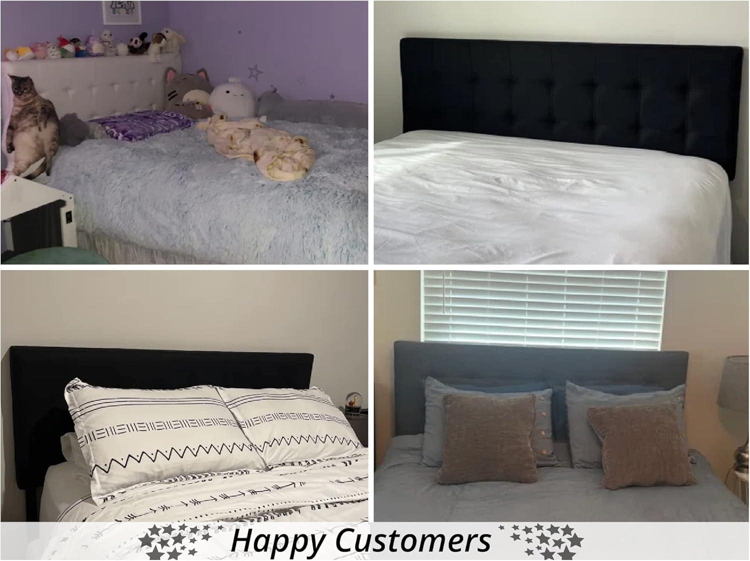 Jessenia Headboards for Full Size Bed, Upholstered Tufted Bed Headboard, 12 Adjustable Positions Full Headboard Only, Wall Mounted Headboard, Bed Backboard Linen Fabric Head Board - Light Gray