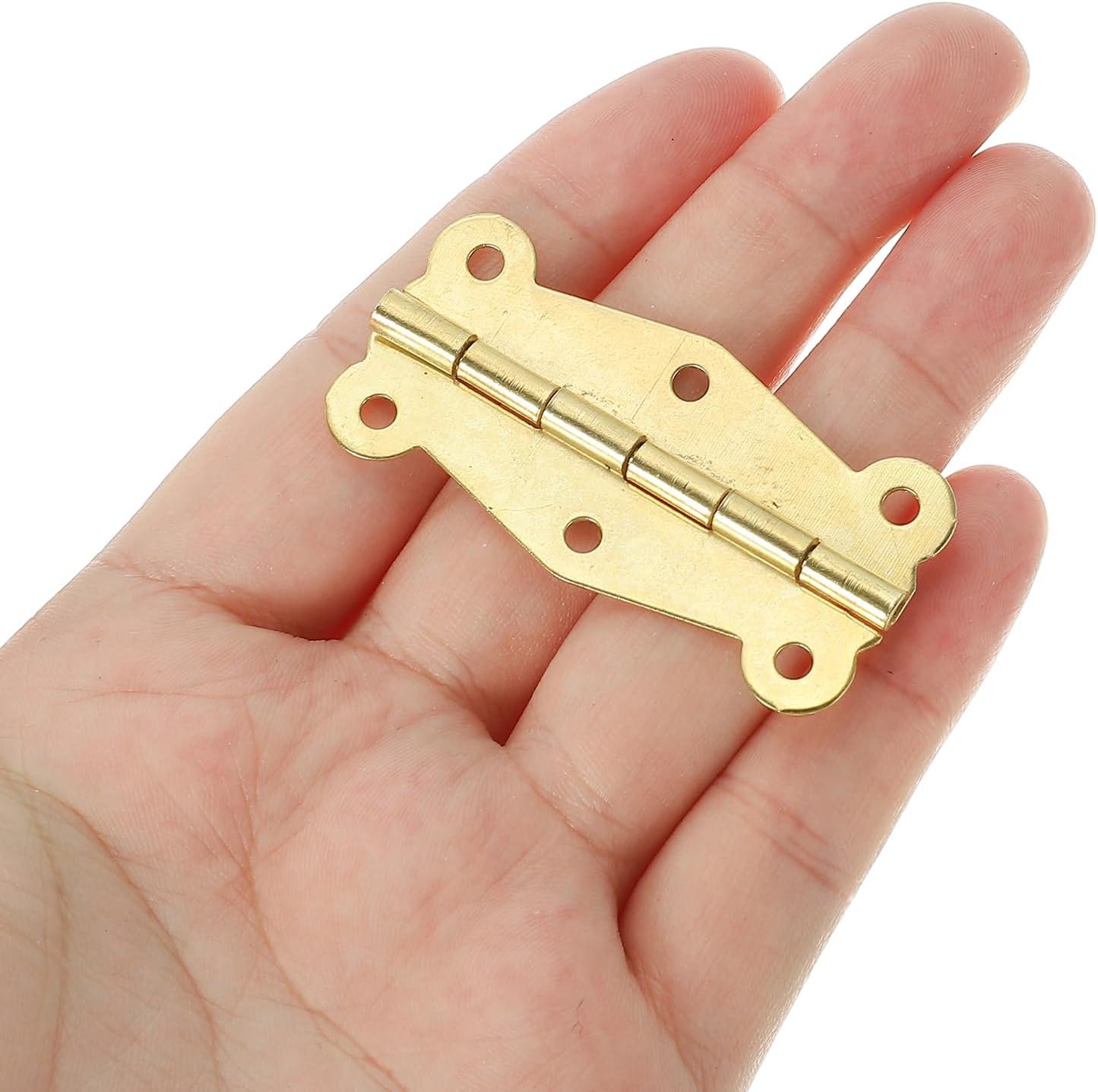 Uxcell Small Box Hinges 2 Inch, 10 Pack 180-Degree Butterfly Decorative Hinges Jewelry Box Hardware, Gold