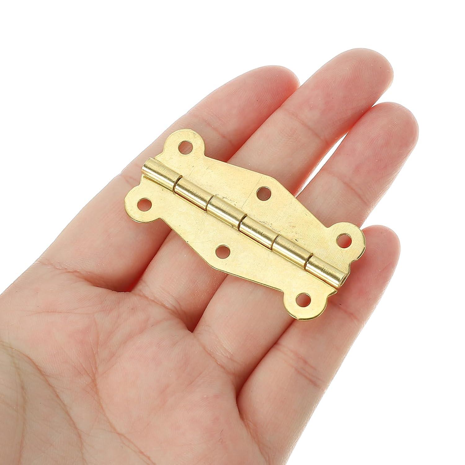 Uxcell Small Box Hinges 2 Inch, 10 Pack 180-Degree Butterfly Decorative Hinges Jewelry Box Hardware, Gold