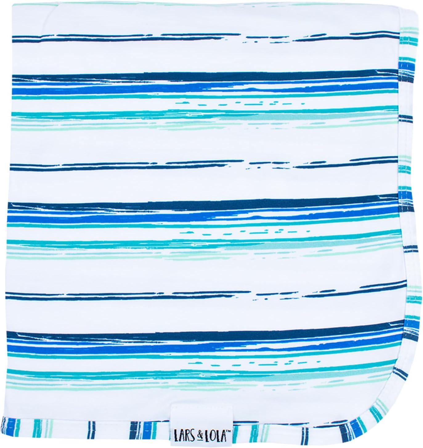 Lars & Lola Swaddle Blanket, Baby Girl or Baby Boy Swaddle, 31.5 x 31.5 inch soft Newborn Swaddle Set for Newborn Girls and Boys, Ocean Stripe