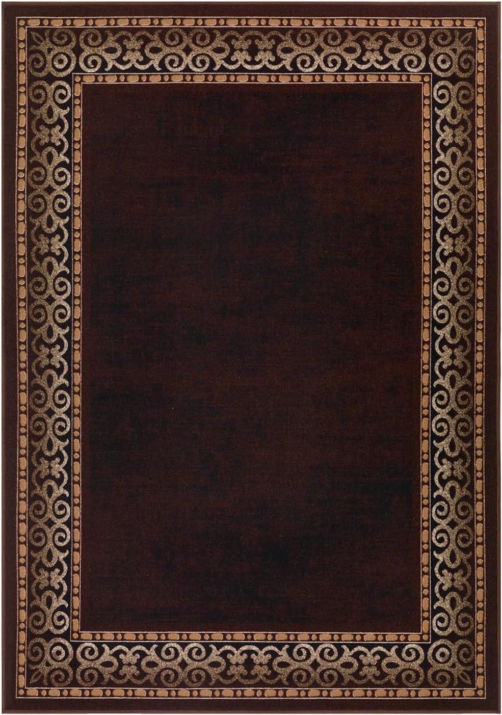 Brown Rectangular Non-Slip Synthetic 5' x 7' Area Rug