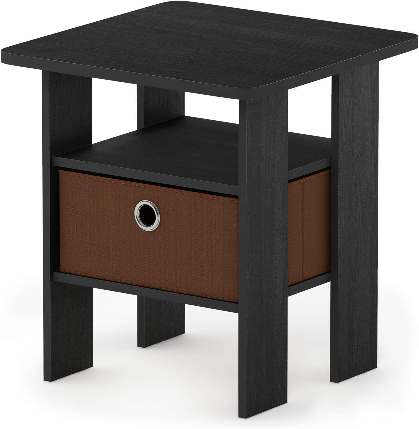 11157AM-MBR Andrey End Table Nightstand with Bin Drawer, Americano & Medium Brown