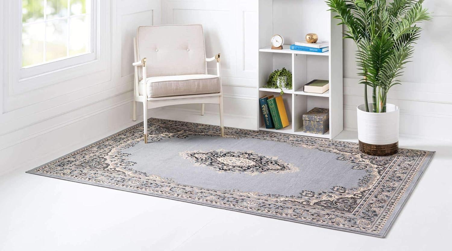 Amaya Gray Medallion 4' x 6' Easy-Care Synthetic Rug