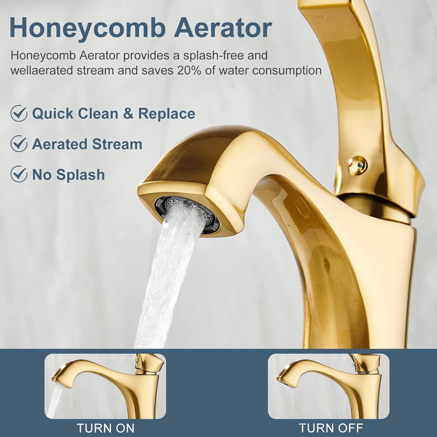 Reidville Brushed Gold Single Handle Bathroom Faucet with Deck Plate