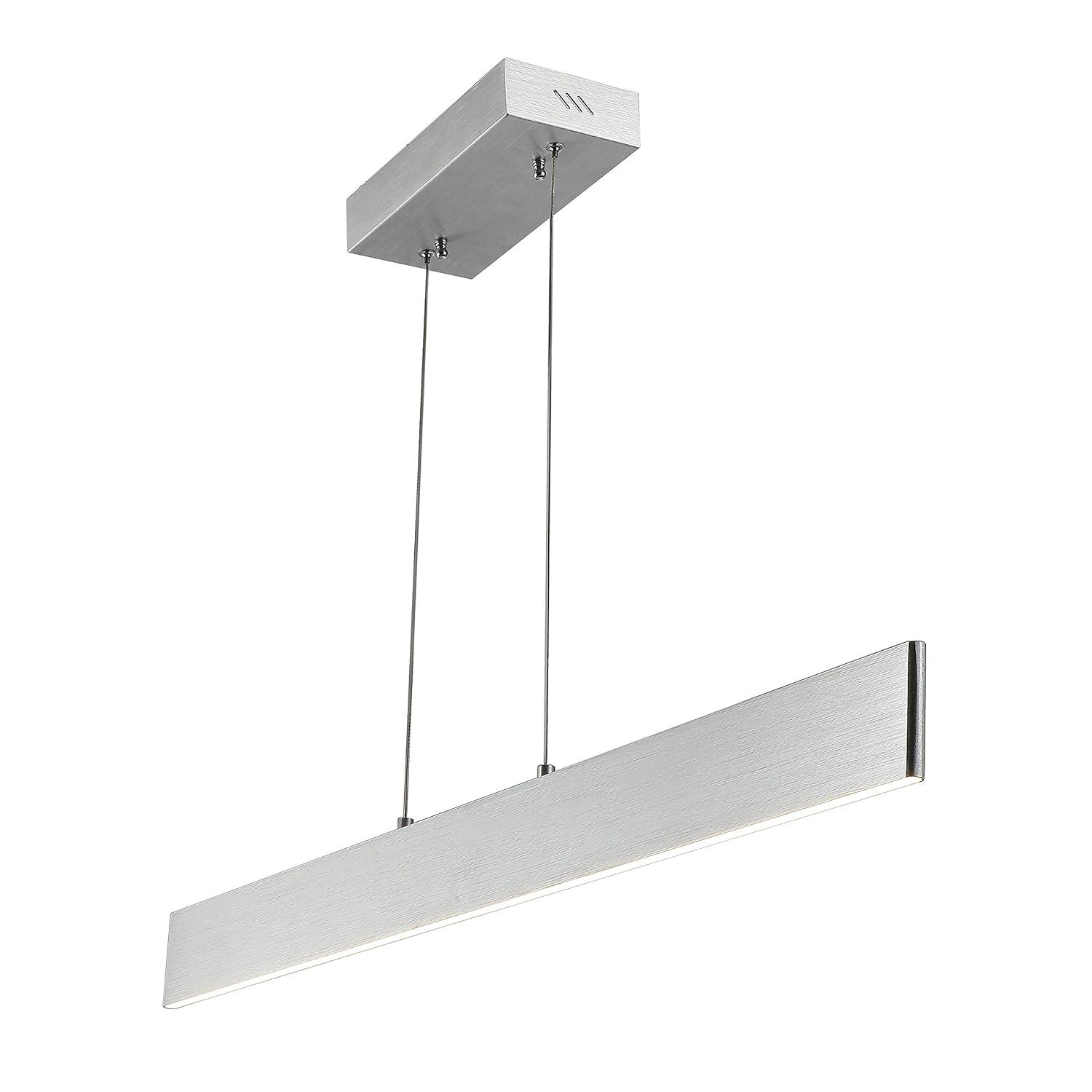 Draper 40" Dimmable Adjustable Integrated LED Metal Linear Pendant, Brushed Aluminum