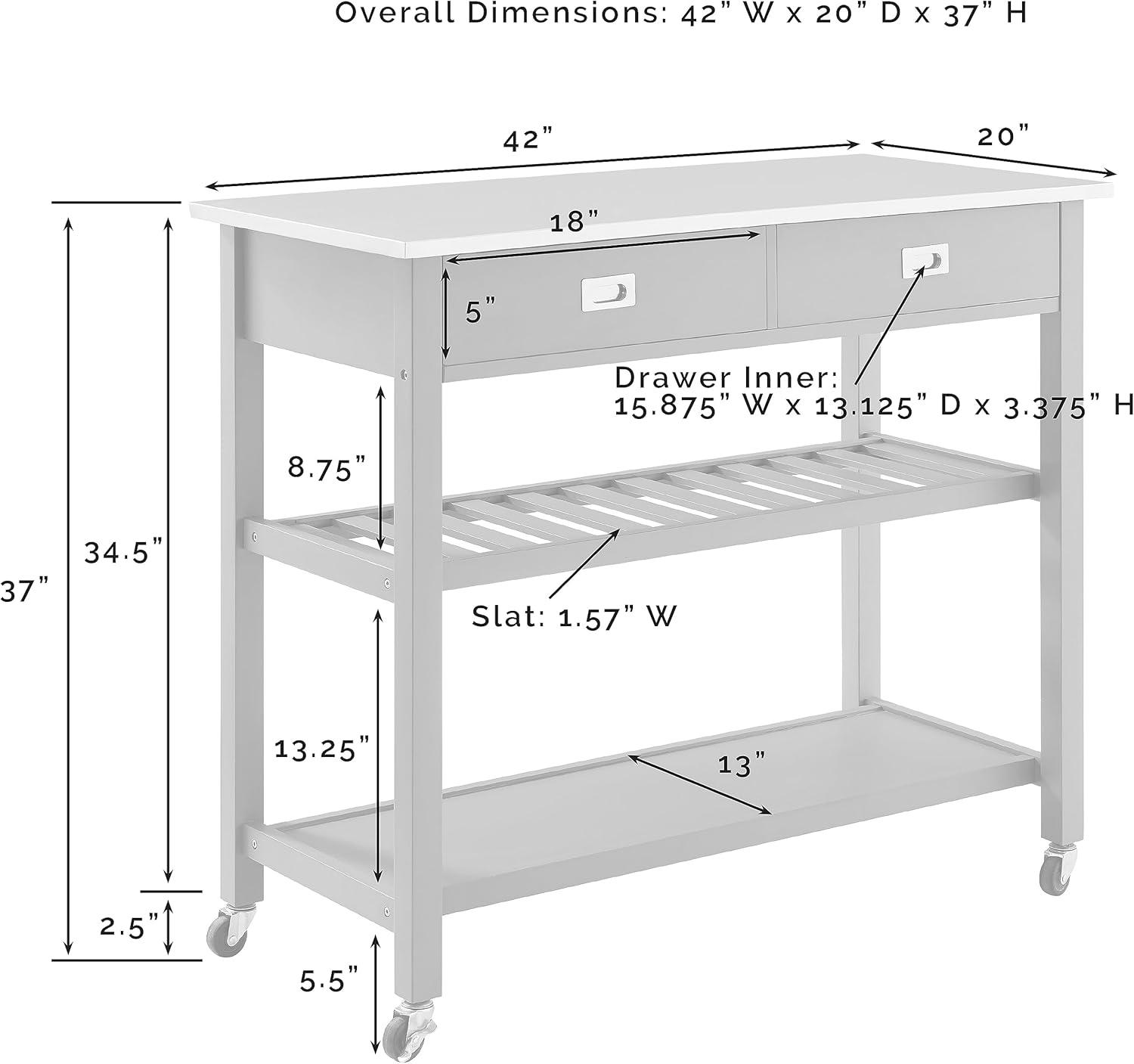 Chloe Stainless Steel Top Kitchen Island Cart - Crosley