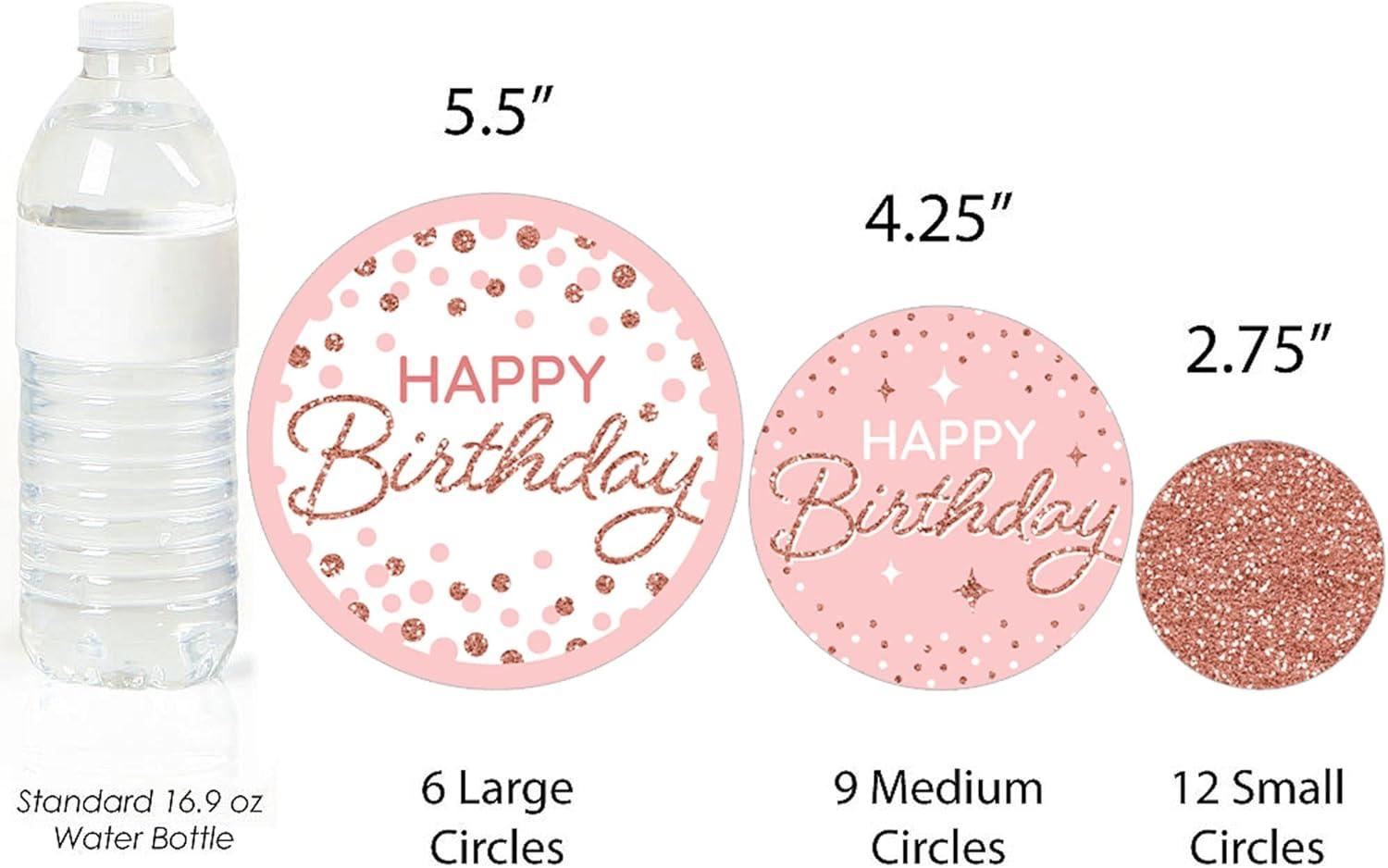 Big Dot of Happiness Pink Rose Gold Birthday - Happy Birthday Party Giant Circle Confetti - Party Decorations - Large Confetti 27 Count