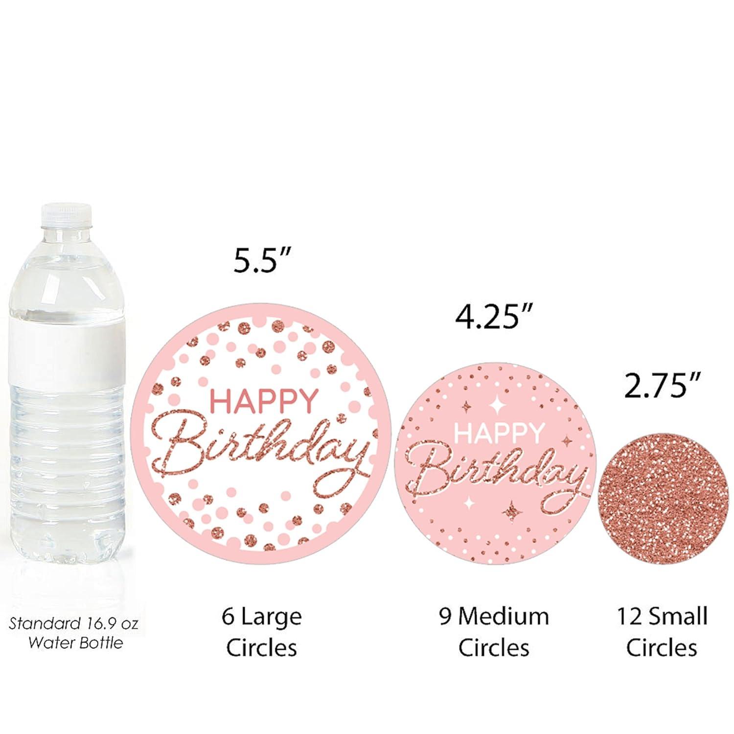 Big Dot of Happiness Pink Rose Gold Birthday - Happy Birthday Party Giant Circle Confetti - Party Decorations - Large Confetti 27 Count