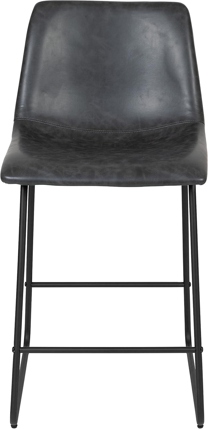 Adjustable Gray LeatherSoft 24" Counter Height Barstools, Set of 2