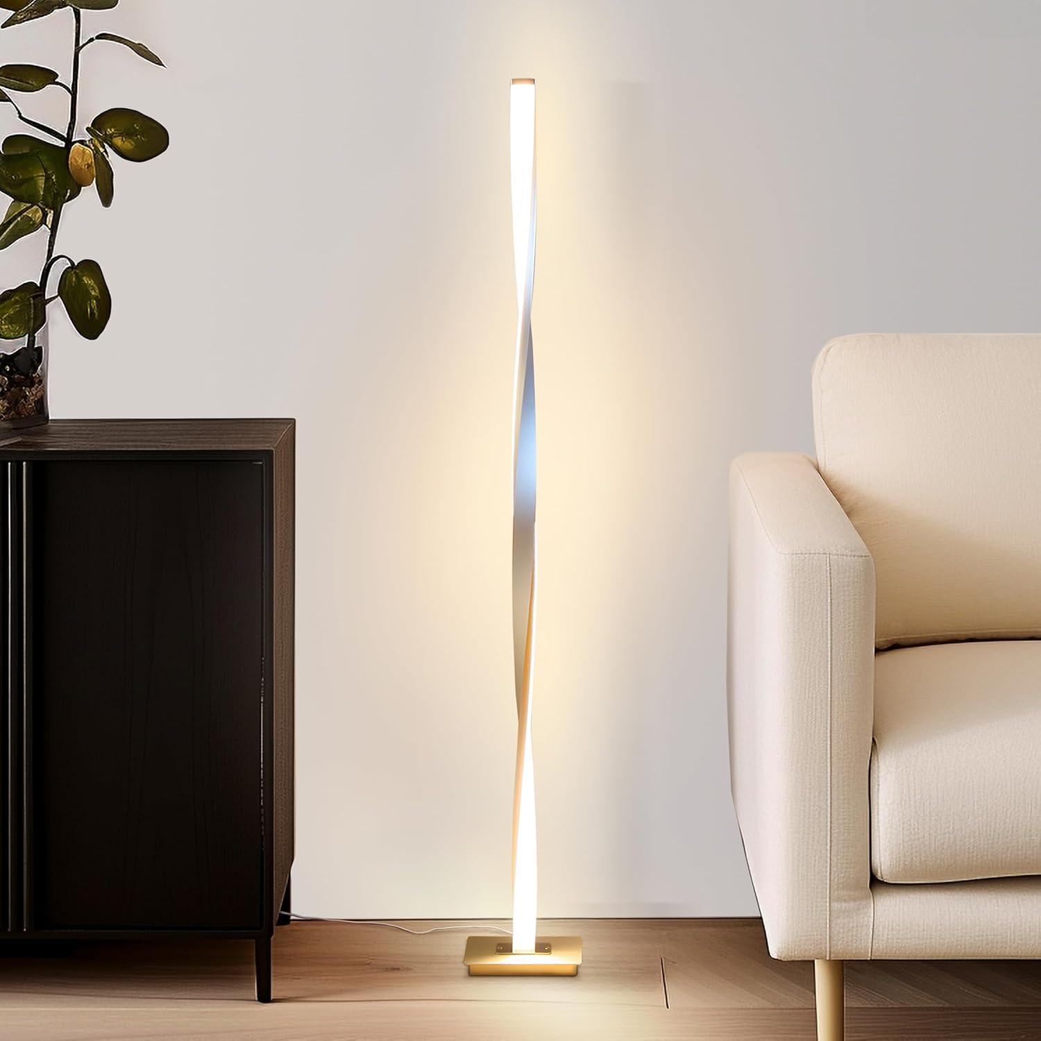 Brightech Helix 48 in. Industrial LED Floor Lamp with Built-In 3-Way Dimmer