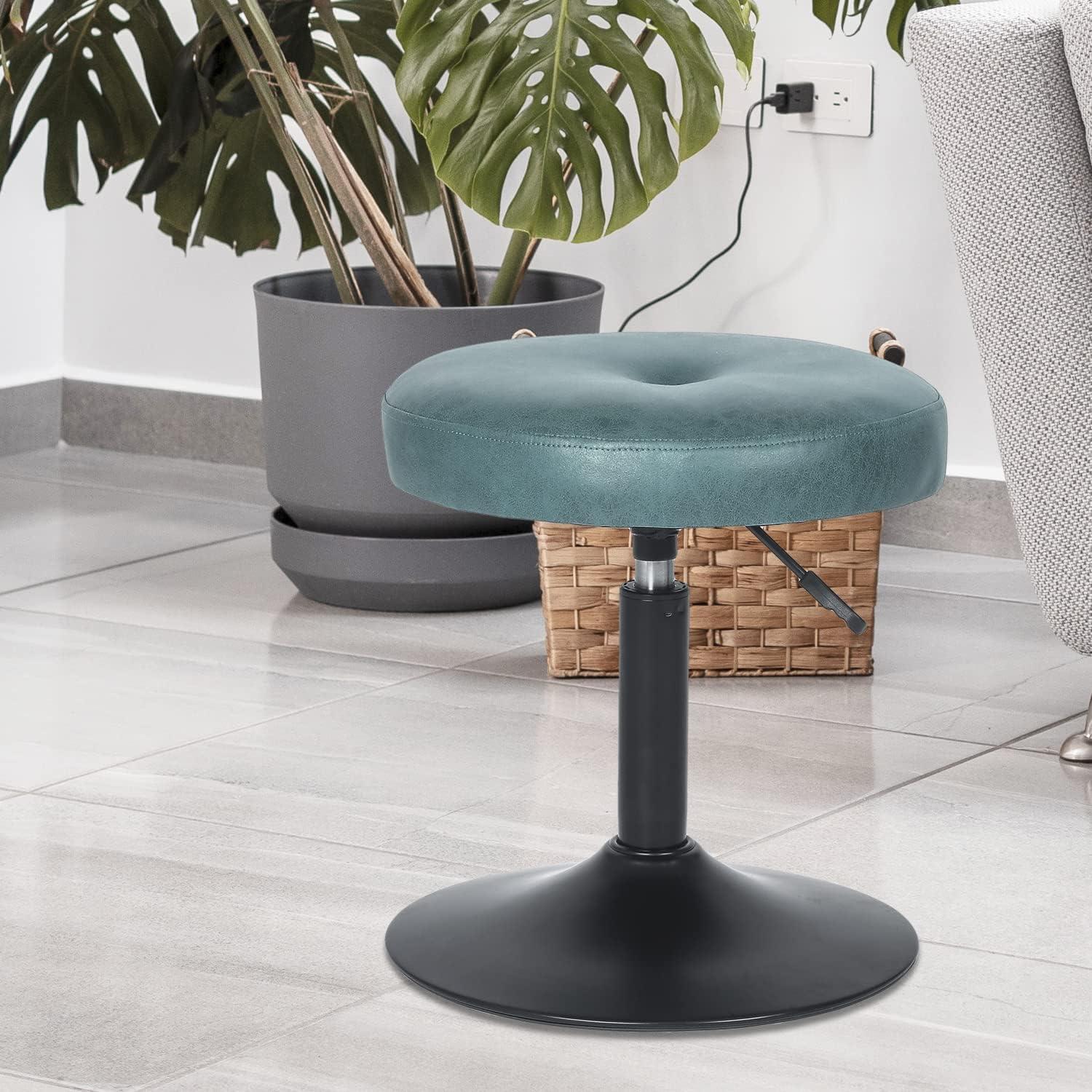 Homebeez Modern Round Ottoman,360°Swivel Height Adjustable Stool Chair,Makeup Room Vanity Stool for Bathroom Living Room