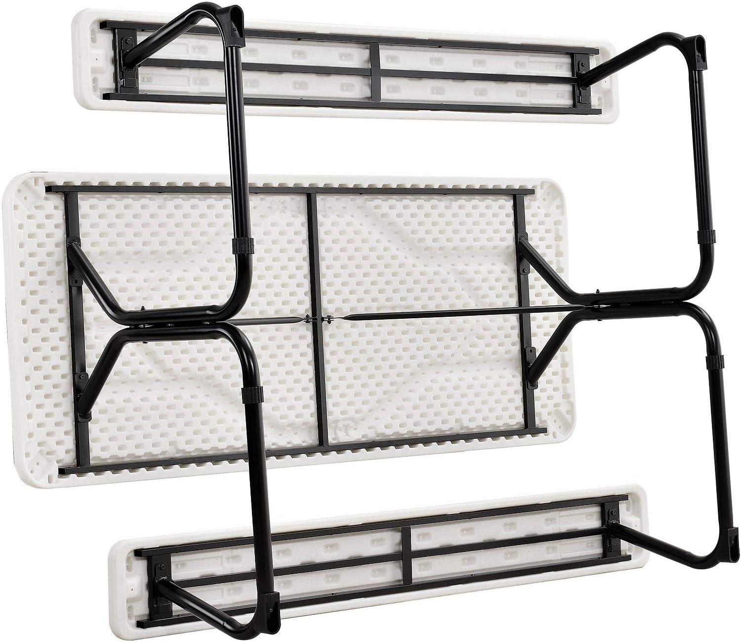 White Blow-Molded Plastic Outdoor Picnic Table with Steel Frame, 72"