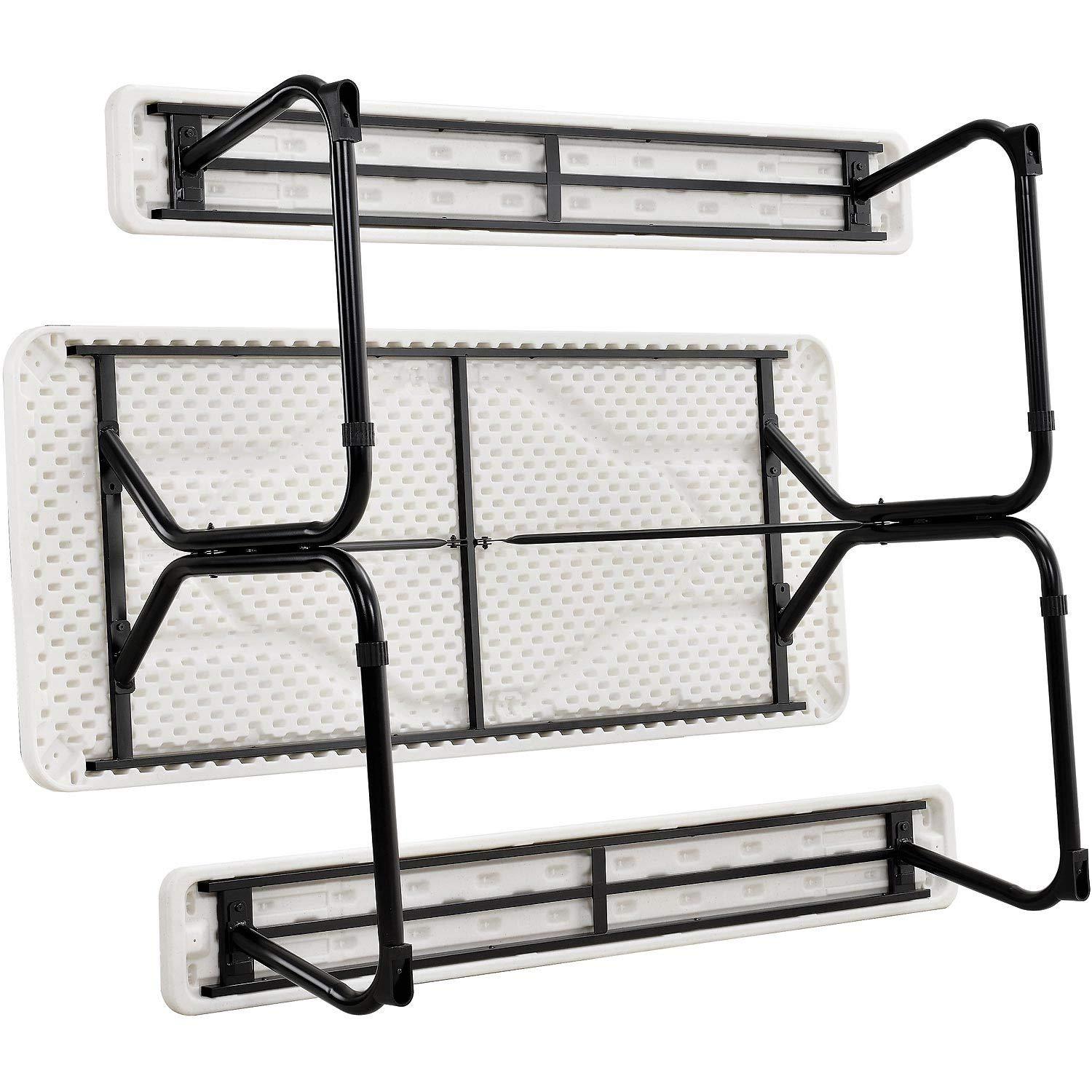 White Blow-Molded Plastic Outdoor Picnic Table with Steel Frame, 72"