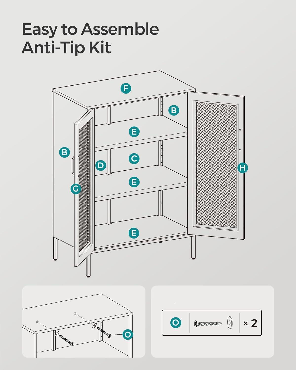 Metal Storage Cabinet with Mesh Doors, Steel Display Cabinets with Adjustable Shelves for Bathroom Home Office, Midnight Blue UOMC002Q03