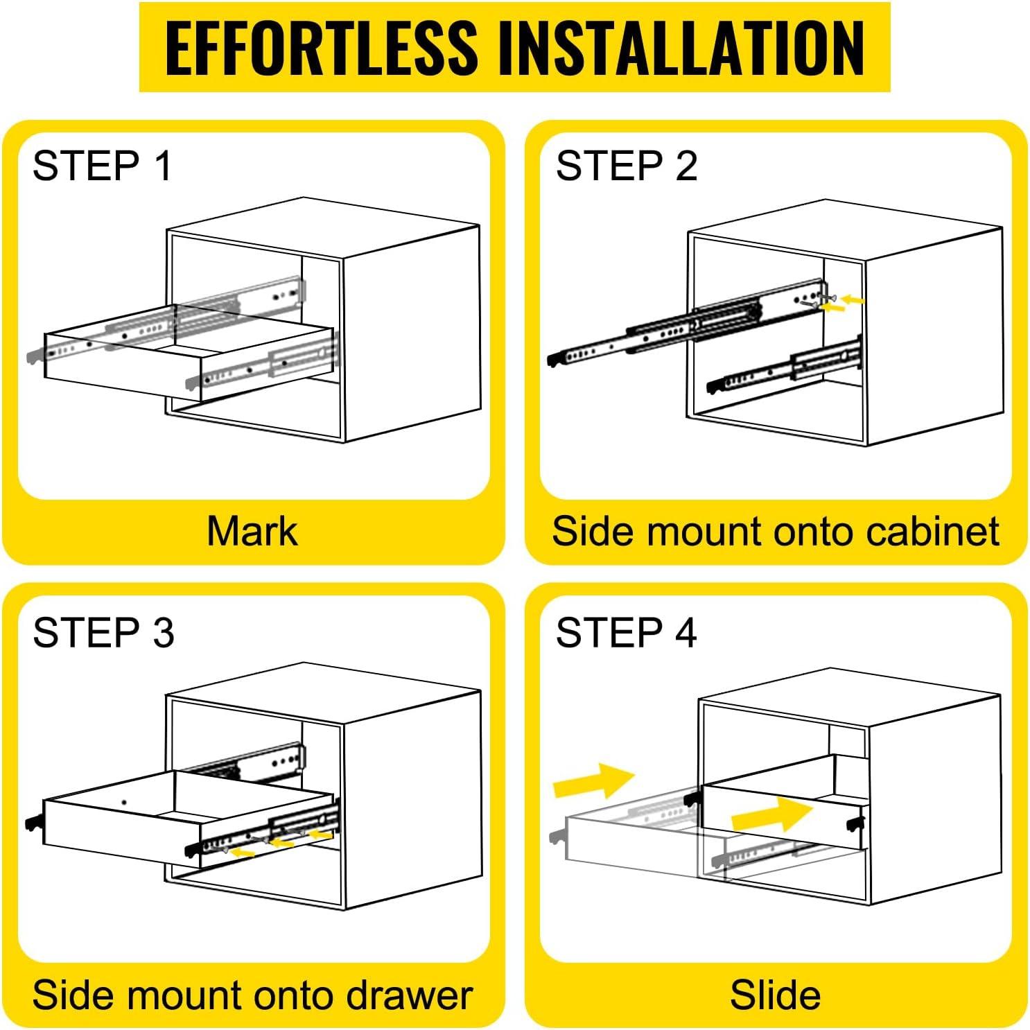 VEVOR Full Extension Soft Close Side Mount Metal Drawer Slide (Set of 2)