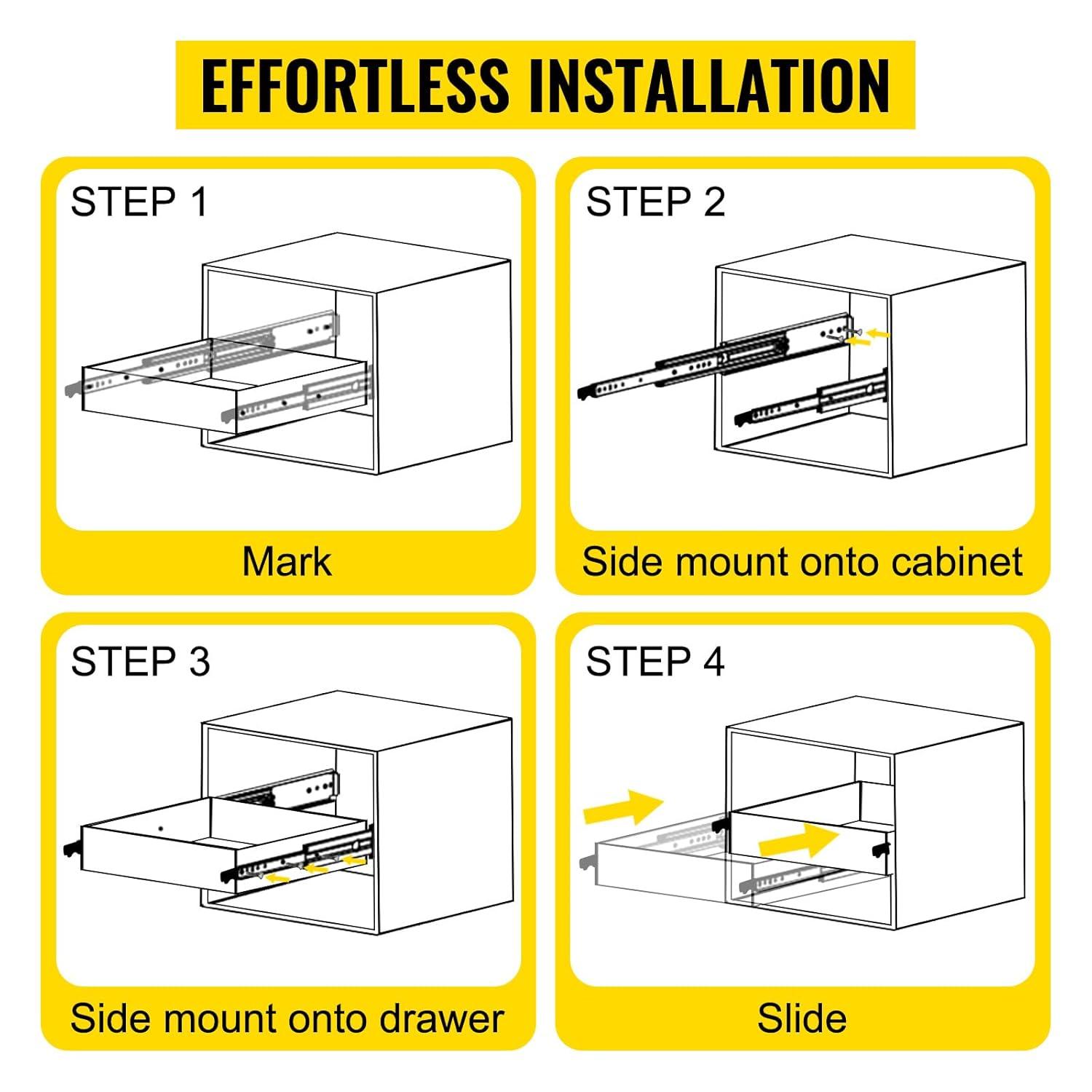 VEVOR Full Extension Soft Close Side Mount Metal Drawer Slide (Set of 2)