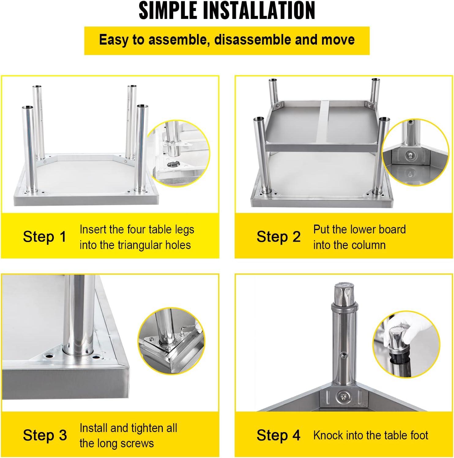 VEVOR VEVOR Stainless Steel 24'' H Work Table