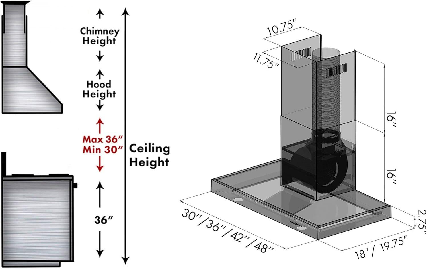 30" KE 400 CFM Convertible Wall Mount Range Hood