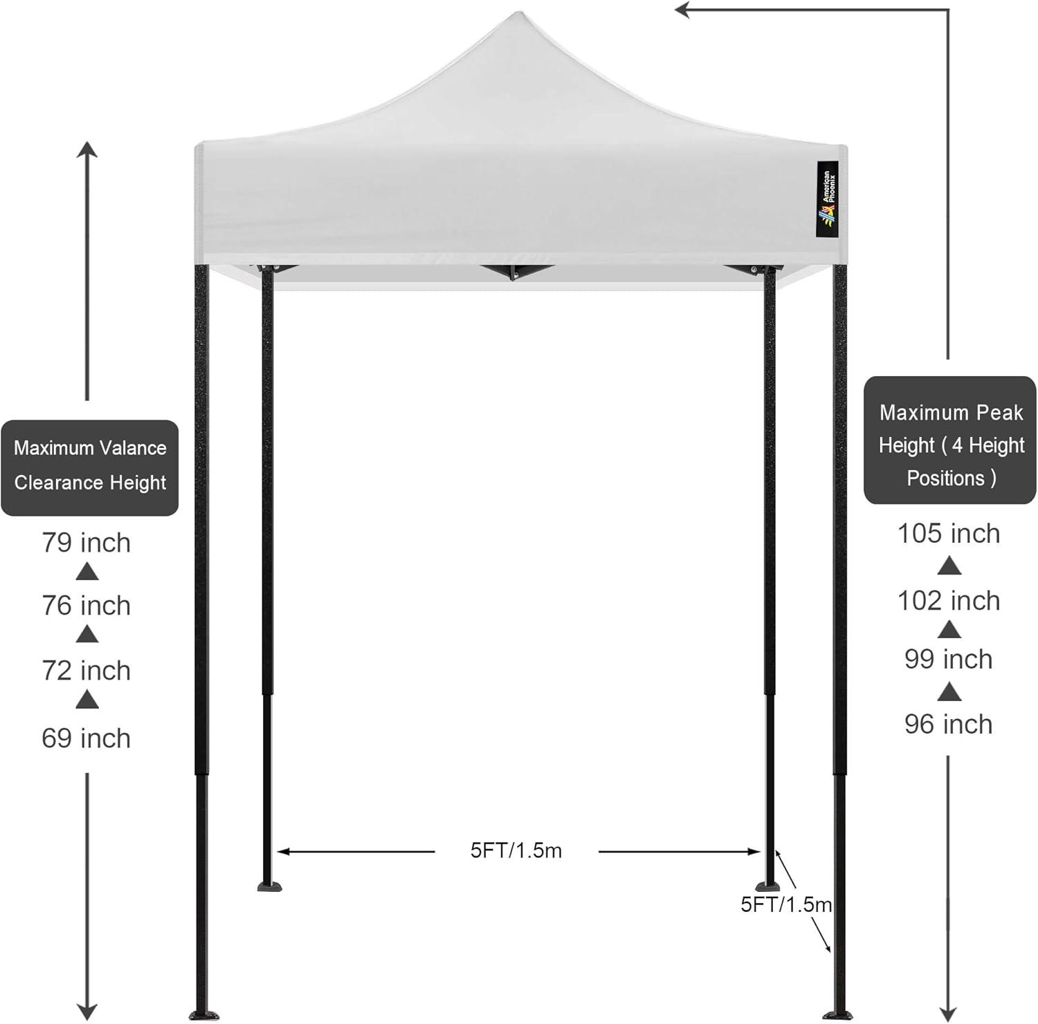 White 5x5 Portable Waterproof Alloy Steel Canopy Tent