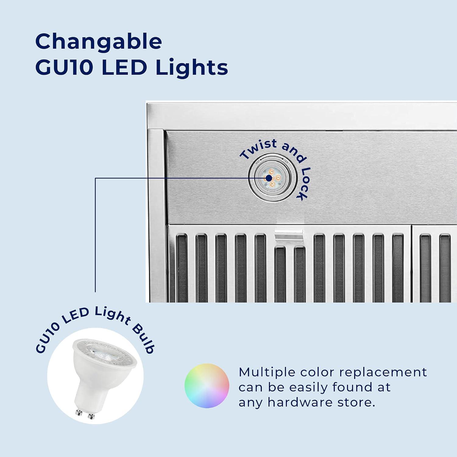 Hauslane Hauslane Range Hood 30 Inch - Under Cabinet Range Hood 30" Stainless Steel Kitchen Hood, Vent Hood 30 Inches, Stove Vent Hood for Kitchen, Vent Hoods 30 Inch with LED - Chef Series PS18 XJ-TLKX-SFBU