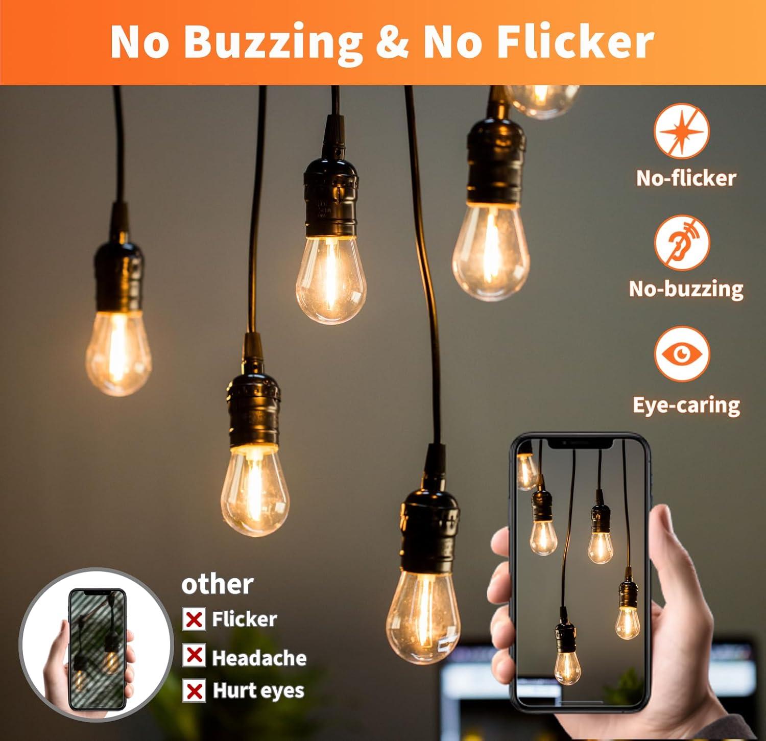 Svater Replacement Bulbs for Outdoor String Lights, 15 Pack S14 LED Bulbs for Patio, E26 Base 1W Bulb Equal to 11W Incandescent, Dimmable,Shatterproof 2700K Warm White